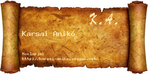 Karsai Anikó névjegykártya